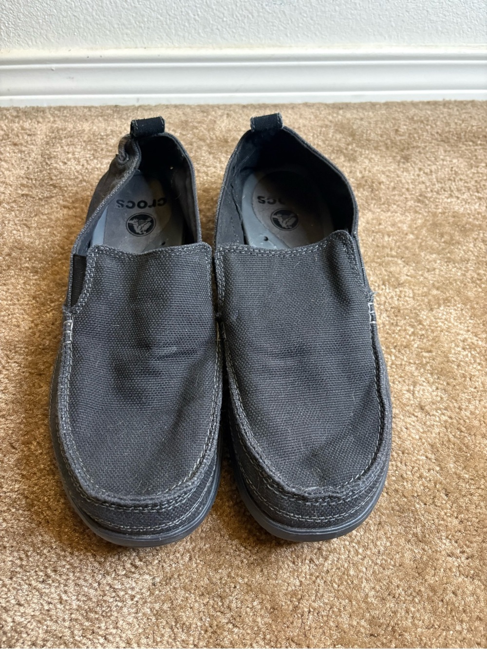 CROCS Men's Black Canvas Slip-On Loafers